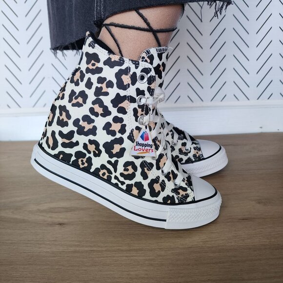 ❤️Converse Chuck Taylor Wedge Platform Leopard Sz 11 Women's Shoes Black A14938C - Picture 4 of 10